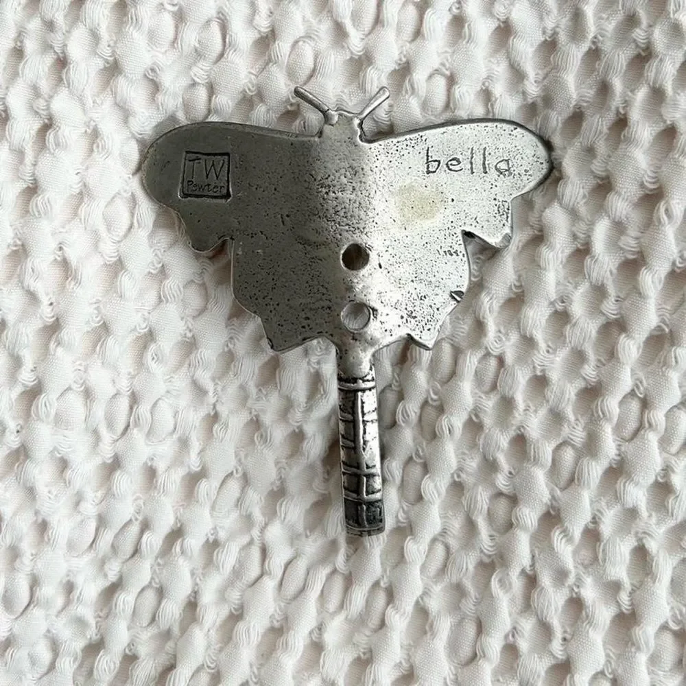 Vintage Pewter Luna Moth Butterfly Coat Wall Hook